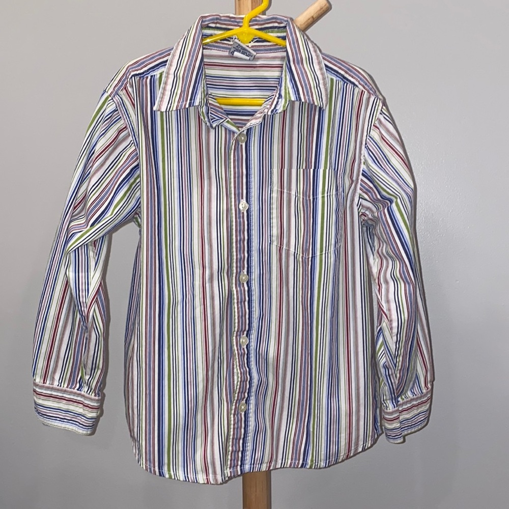 Vintage Old Navy Boys Multi-Color Striped Button-Down Shirt Size S (4)
